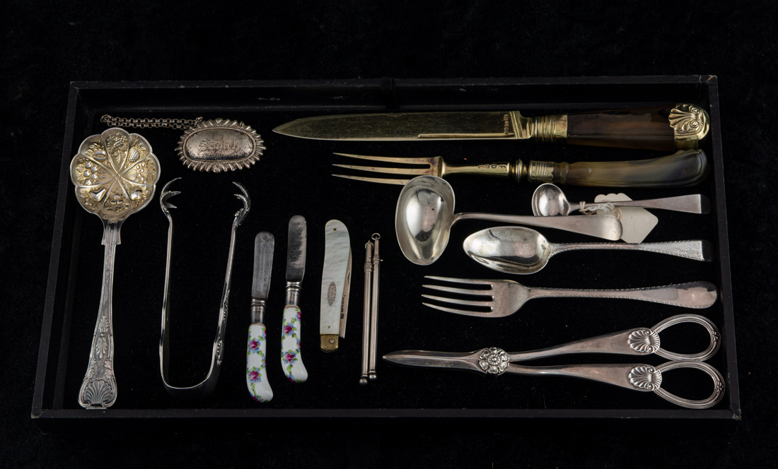 Appraisal: LOT OF MOSTLY ENGLISH STERLING FLATWARE ITEMS Lot of Mostly