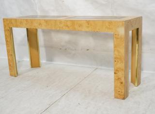 Appraisal: Birdseye Maple Console Decorator Console Table inset beveled glass panels