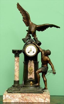 Appraisal: FRENCH NEOCLASSICAL-STYLE PATINATED METAL AND MARBLE MANTEL CLOCK THE DIAL