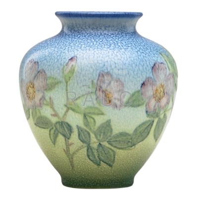 Appraisal: KATARO SHIRAYAMADANI - ROOKWOOD Decorated Mat vase with roses Cincinnati