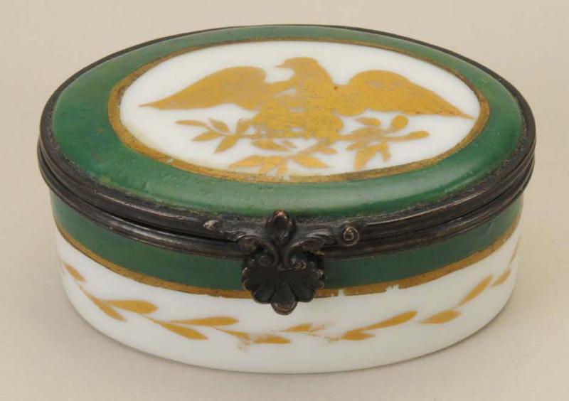 Appraisal: Continental Porcelain Box Description Circa Lid with central painted gilt