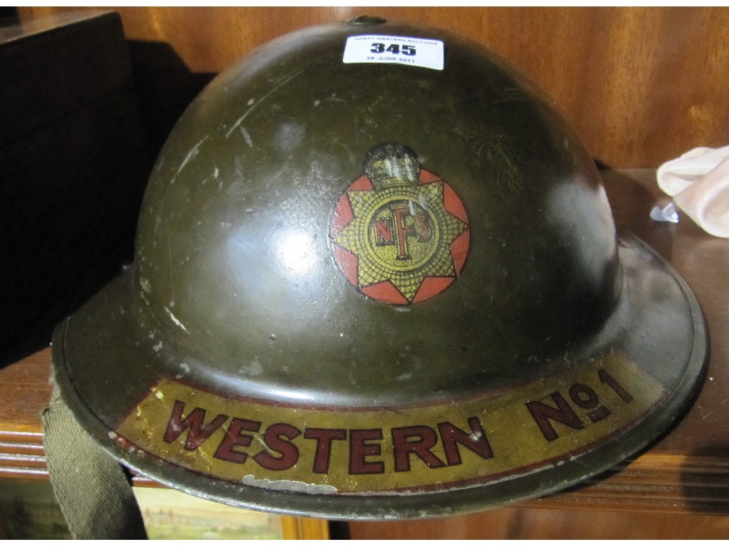 Appraisal: National fire service tin helmet - 'Western No '