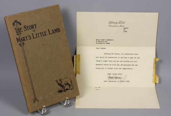 Appraisal: Henry Ford - signed book 'The Story of Mary's Little