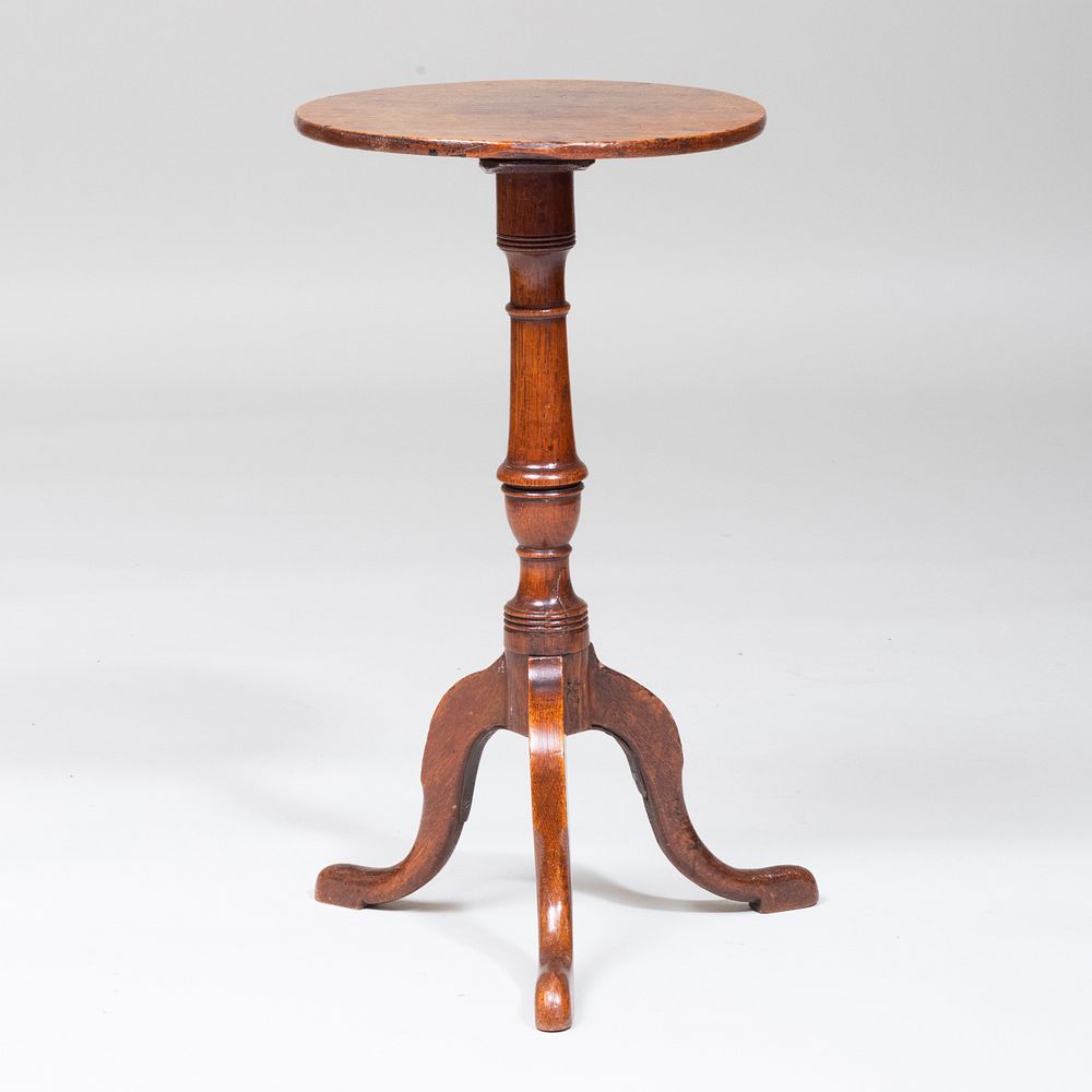 Appraisal: George II Oak Tripod Candlestand x in diam Property from