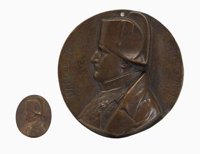 Appraisal: Two Napoleonic bronze plaques both patinated bronze after David D