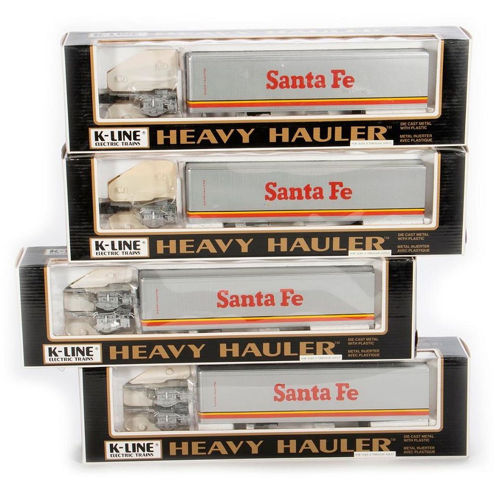 Appraisal: O Gauge K-Line Heavy Hauler Santa Fe Trailers with Rail