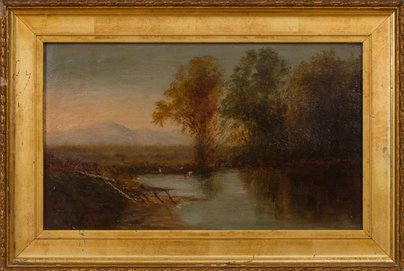 Appraisal: AMERICAN SCHOOL RIVER LANDSCAPE Oil on canvas unsigned x in