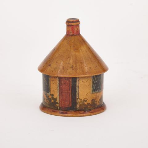 Appraisal: Polychromed Treen House Form Nutmeg Grater th century turned as