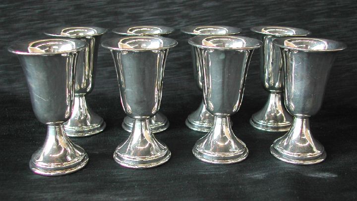 Appraisal: Set of Eight American Sterling Silver Liqueur Goblets in the