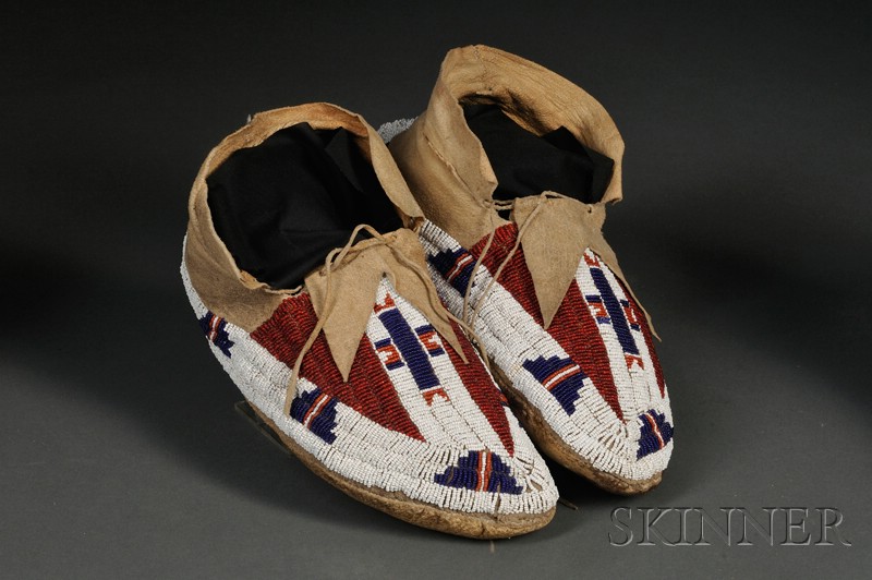 Appraisal: Central Plains Beaded Hide Moccasins Lakota c first quarter th