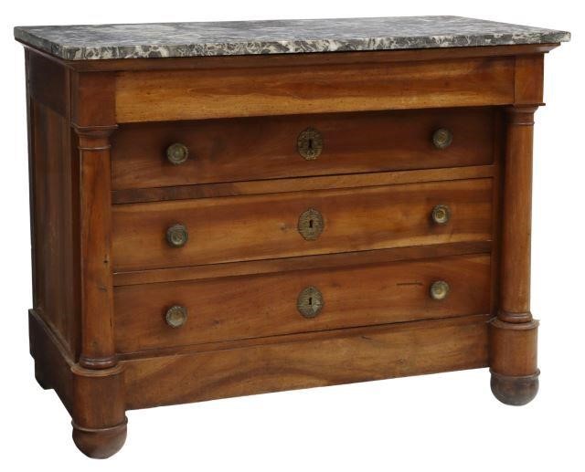 Appraisal: French Empire style commode mid th c having rectangular marble