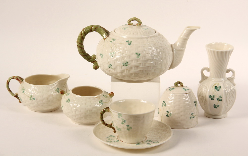 Appraisal: PC BELLEEK TEA SET - Irish Belleek Transluscent Porcelain in