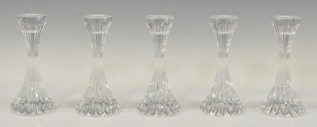 Appraisal: lot of French Baccarat Massena cut crystal single-light candlesticks each