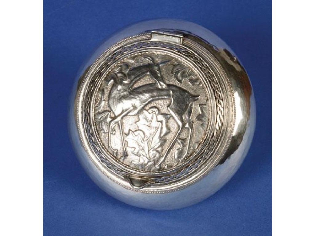 Appraisal: AN ARTS AND CRAFTS SILVER BOX of bellied circular form