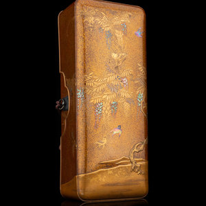 Appraisal: A Japanese Gold Lacquer Scroll Box Jikumono bako th Century