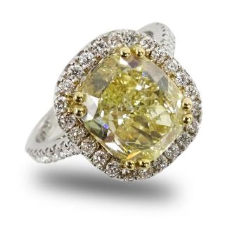 Appraisal: GIA Certified Carat Cushion Cut Fancy Light Yellow Diamond and