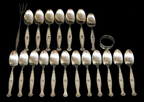 Appraisal: STERLING twenty-one pieces small group of matching flatware by W