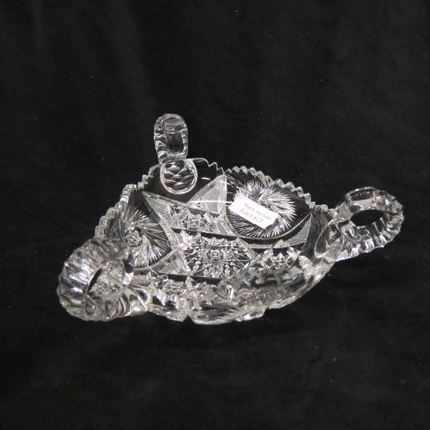 Appraisal: Cut Glass Dish triple handle brilliant period pinwheel starburst miter