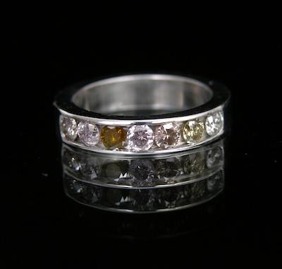 Appraisal: A Multi-Colored Diamond Band k white gold band with high