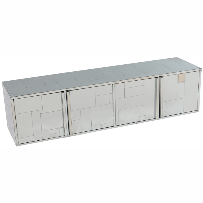 Appraisal: Paul Evans Cityscape wall cabinet s surface covered in chrome