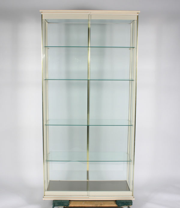 Appraisal: Modern showcase four glass sides metal frame and trim glass