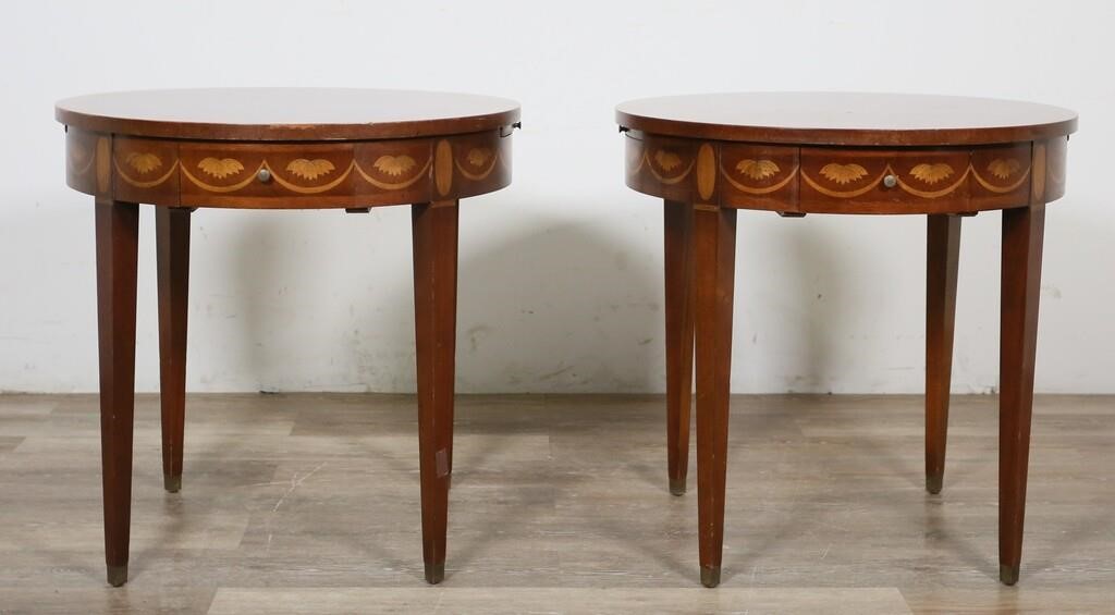 Appraisal: PAIR OF FEDERAL STYLE INLAID SIDE TABLESPair of Federal style