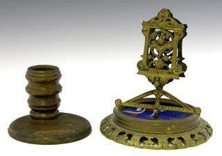 Appraisal: Two Smoking Items Bronze Match Box Holder th c Two