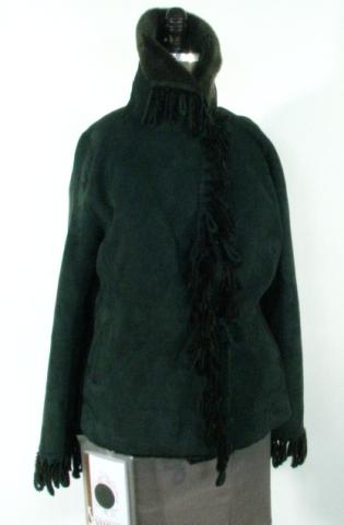 Appraisal: Emerald Green Shearling Jacket w Fringe ''Christia of Italy'' Size