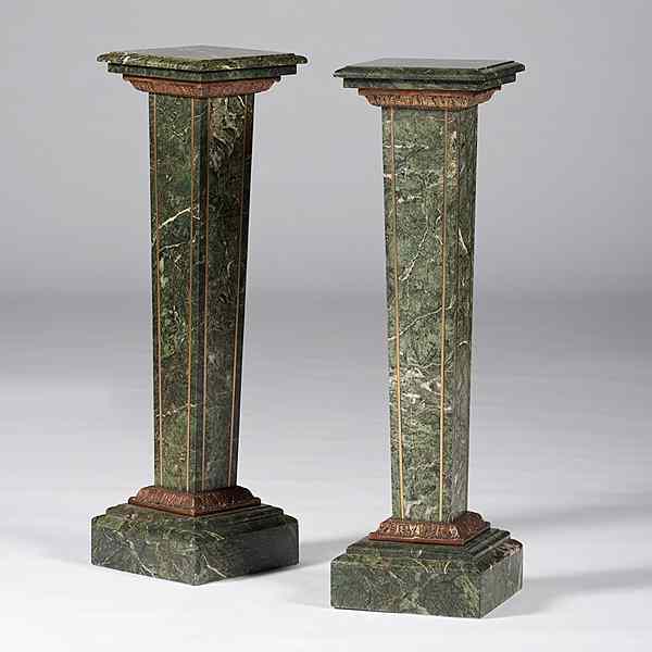 Appraisal: Contemporary Green Marble Pedestals Pair of Doric form column pedestals