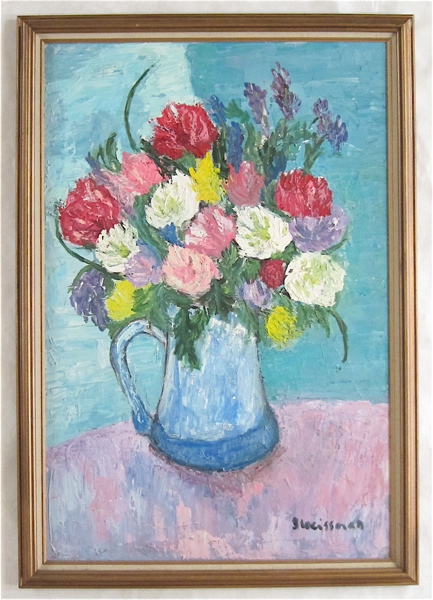 Appraisal: INEZ WEISSMAN OIL ON CANVAS Flowers in Blue Vase Image