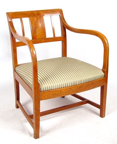 Appraisal: BIEDERMEIER OPEN ARM CHAIR Back with center vertical splat curved