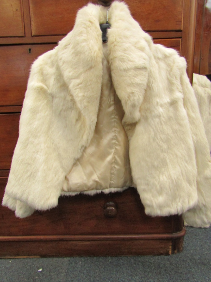 Appraisal: A vintage white rabbit fur bolero jacket