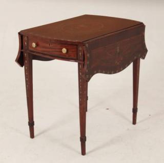 Appraisal: ADAMS DECORATED HEPPLEWHITE STYLE MAHOGANY PEMBROKE ADAMS DECORATED HEPPLEWHITE STYLE