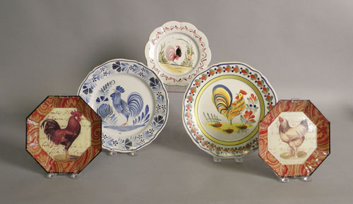 Appraisal: Five rooster decorated porcelain plates largest - dia