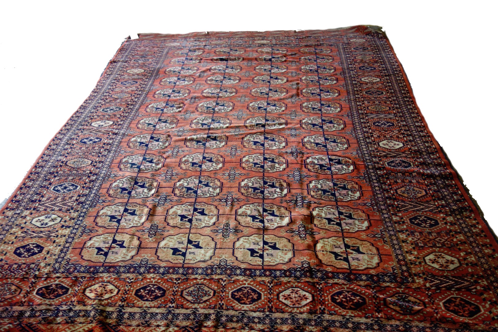 Appraisal: A Tekke turkoman carpet the madder field with four columns