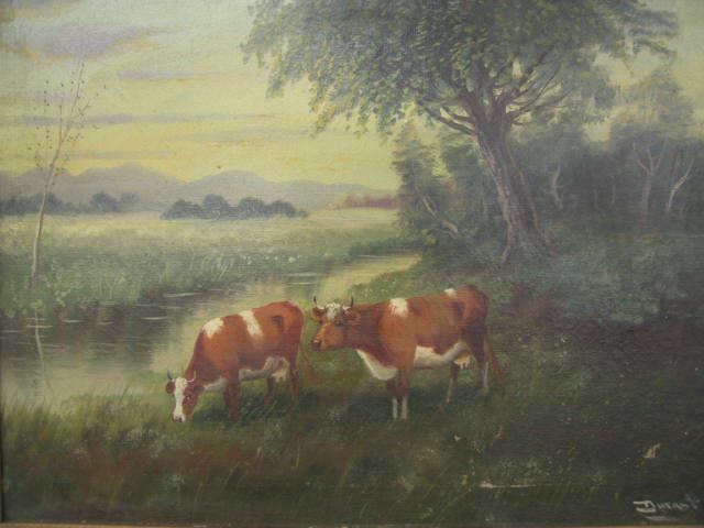 Appraisal: Victorian Oil of Cows Along the Stream Signed Durant image