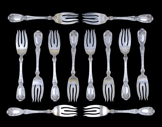 Appraisal: Gorham Florentine pattern silver dessert forks circa marked Gorham Sterling