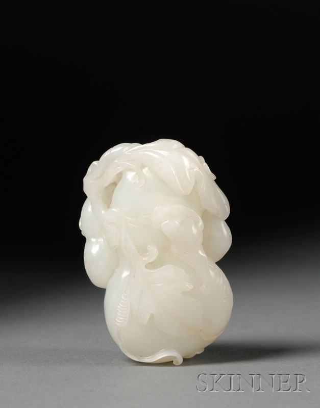 Appraisal: White Jade Carving China th century carving of double gourds