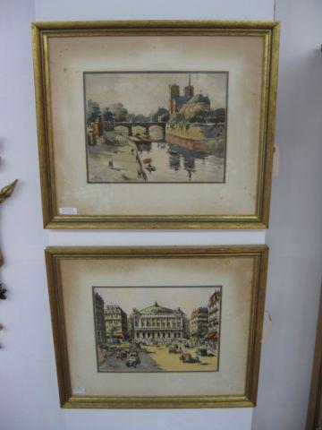 Appraisal: G Signni Watercolors street scene and canal scene image area