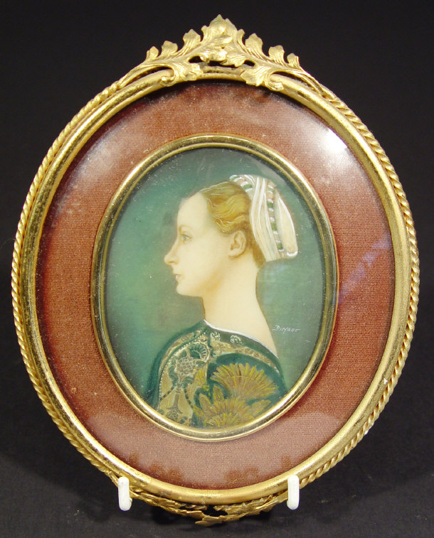 Appraisal: Oval portrait miniature of a young woman signed 'Dimarc' in