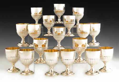 Appraisal: Set of eighteen English silver goblets ca bearing the touch