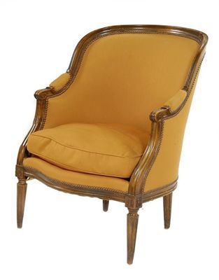 Appraisal: A French beechwood show frame easy armchair circa