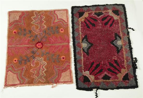 Appraisal: TWO HOOKED RUGS American late th-early th century Brightly colored