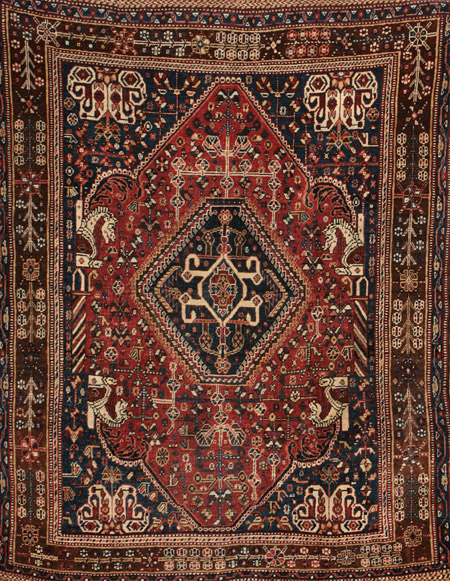 Appraisal: Shiraz Rug First Quarter th Century Blue ground with rosette