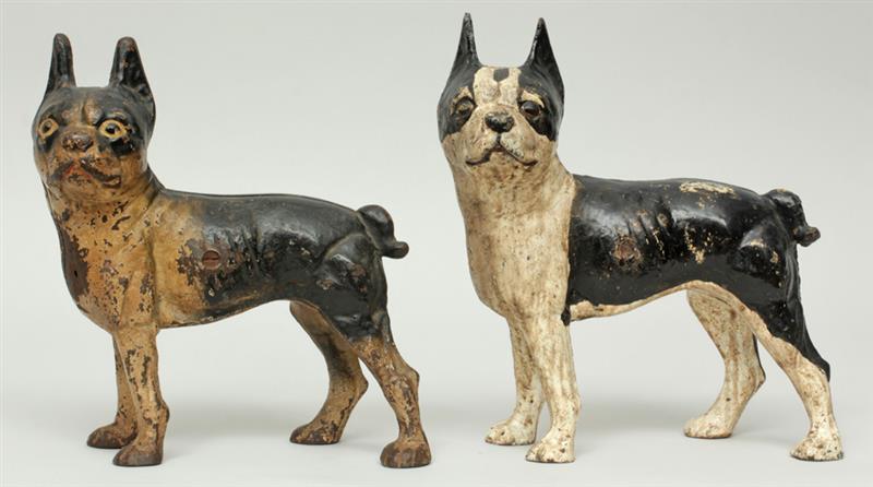 Appraisal: Two Painted Cast-Iron Boston Terrier-Form Doorstops to in Estimate -