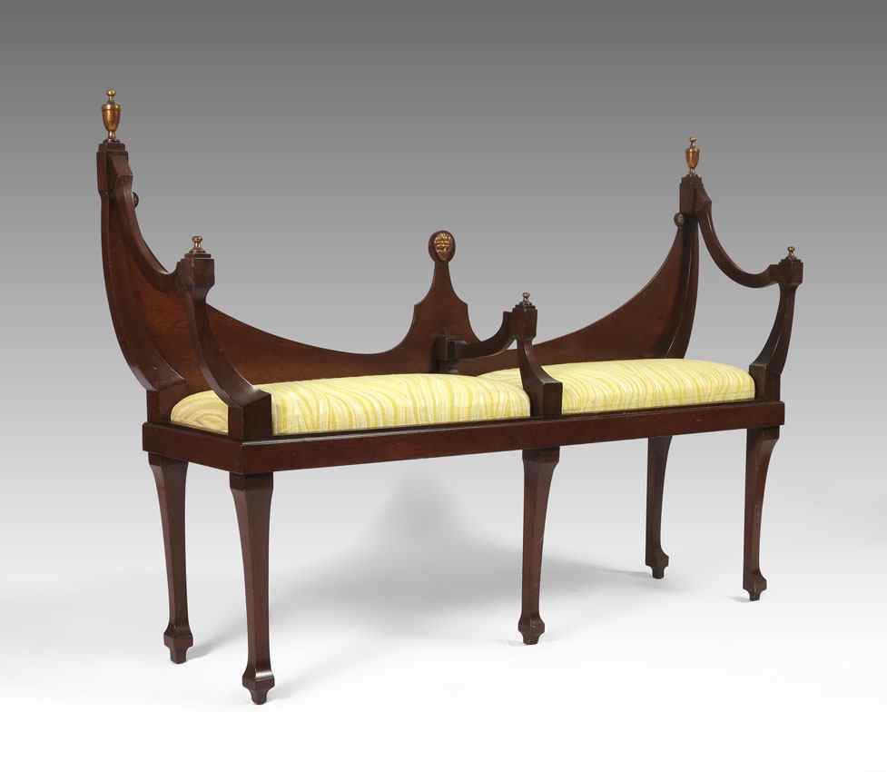 Appraisal: ITALIAN REGENCY STYLE SETTEE Shaped back with gilt finials and