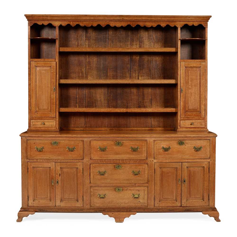 Appraisal: LARGE GEORGE III OAK AND FRUITWOOD BANDED DRESSER LATE TH