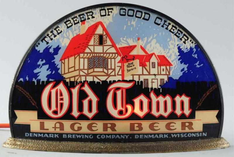 Appraisal: Old Town Lager Beer Reverse Glass Gillco Sign Denmark Brewing