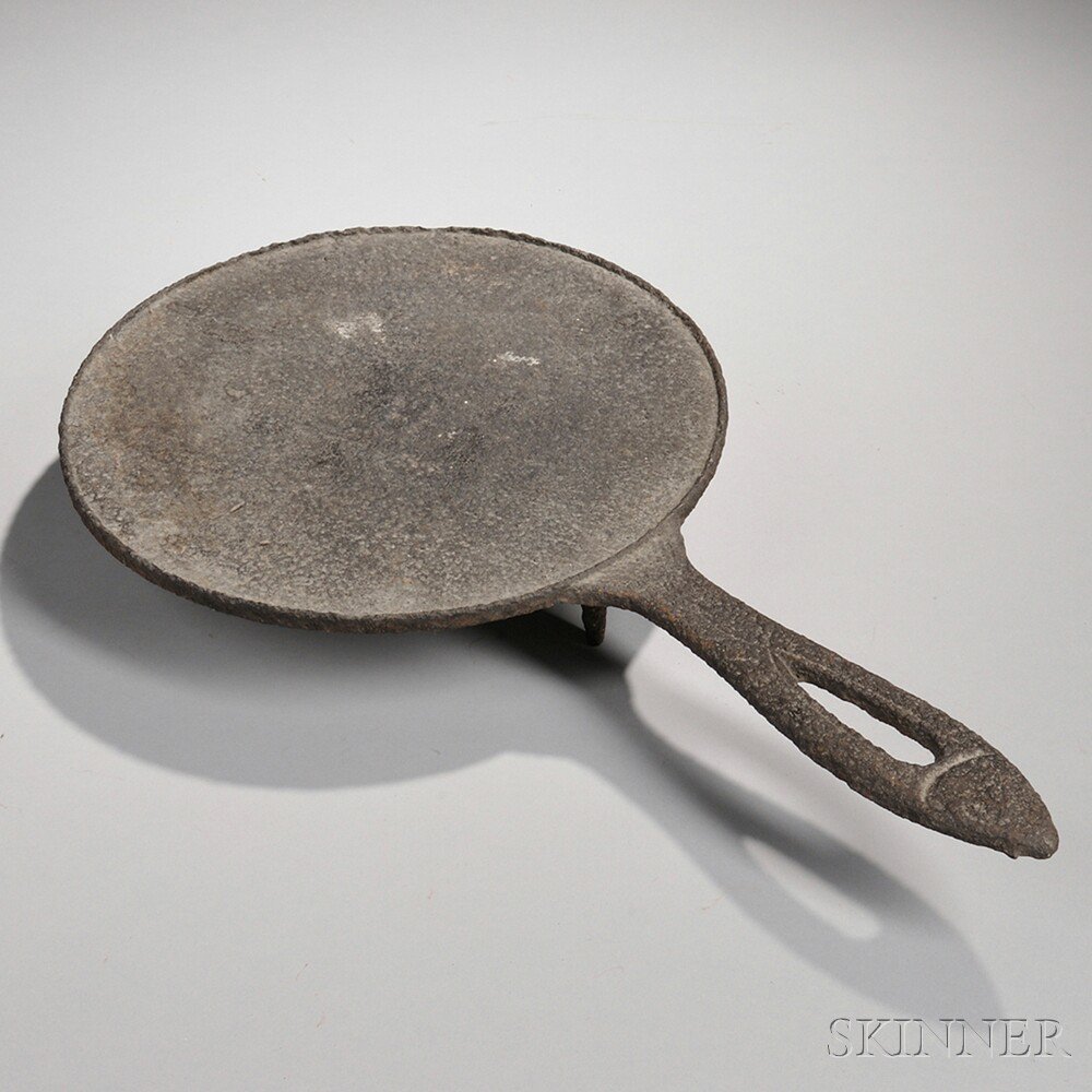 Appraisal: Round Iron Griddle with Fish Handle America late th early