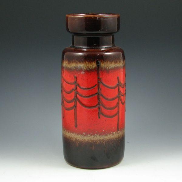 Appraisal: West German vase with reddish-orange and brown high glaze with